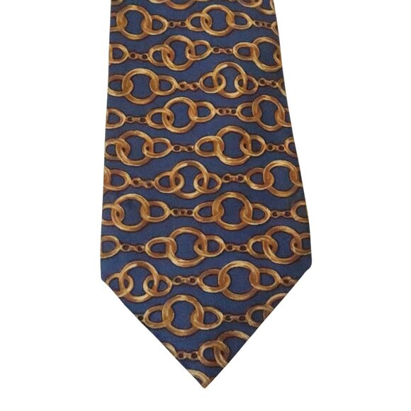 CHANEL chain print silk tie vtg - Picture 2 of 5